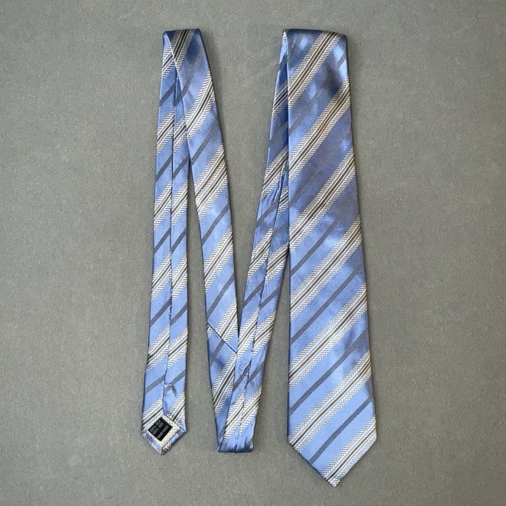 Men's Blair Underwood Neck Tie Rust Orange & Blue 100% Silk Handmade
